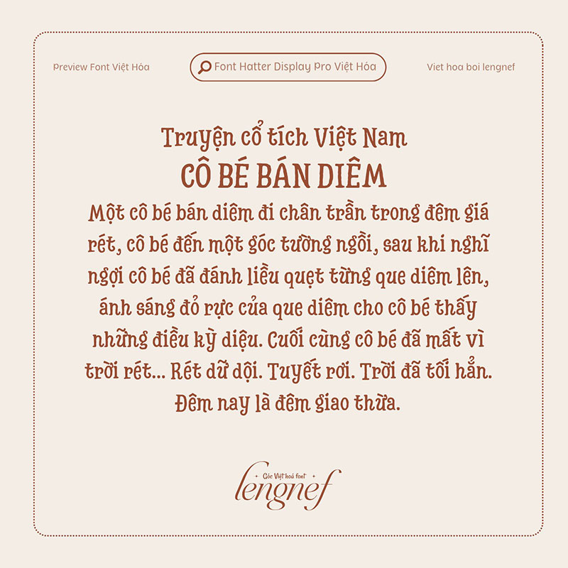 Font LF Hatter Display Pro Việt hóa